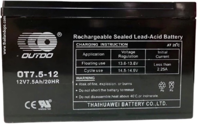 OUTDO  battery 12V7.5.0Ah